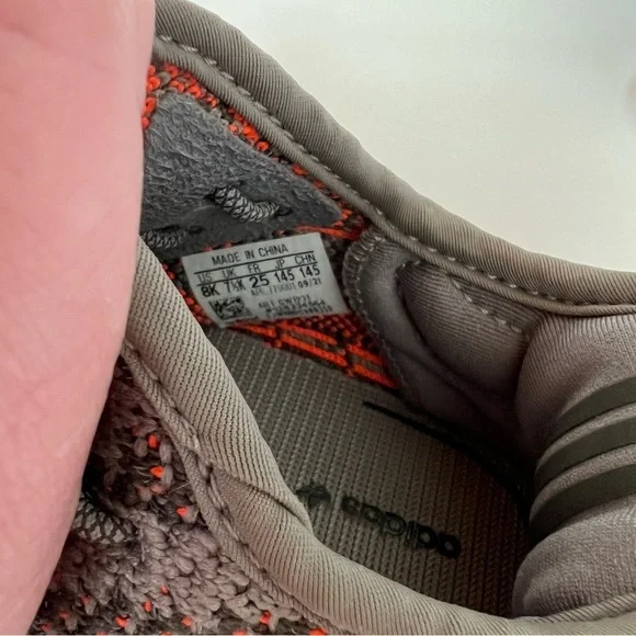 Adidas Yeezy Boost 350 V2 Sneakers/Gray with vibrant orange details Kids- Size 8 - Picture 8 of 11